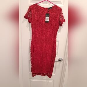 Red Lace Sheath Dress - Elegant Women’s Dress